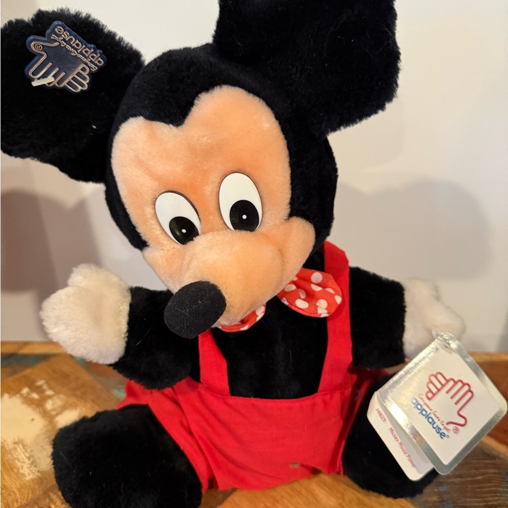 Vintage 1970's Applause Disney Mickey Mouse Hand Puppet Plush  Stuffed Animal
